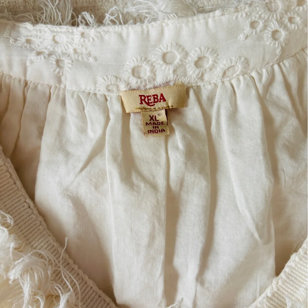 Reba 100% Cotton Ruffled Cream Eyelet Sleeveless Maxi Dress Women’s Large NEW - Picture 6 of 13